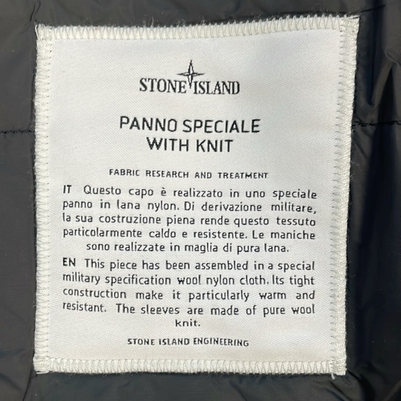 New Stone Island Logo Appliqued Wool Blend Hooded Jacket Blue Knit Sleeve Sz M - Picture 10 of 16